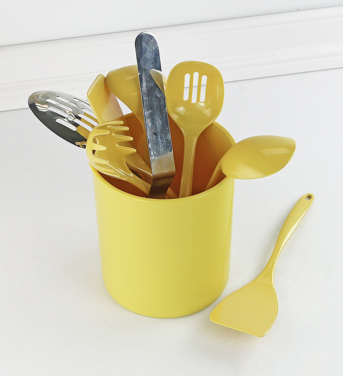 X-Large Plastic Utensil Holder, Lemon
