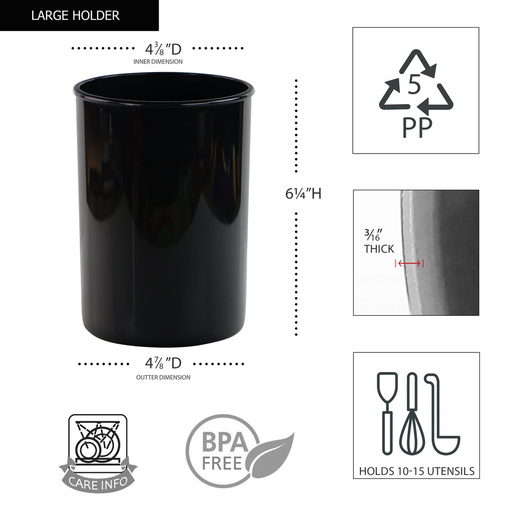 3pc Plastic Utensil Holders, Black