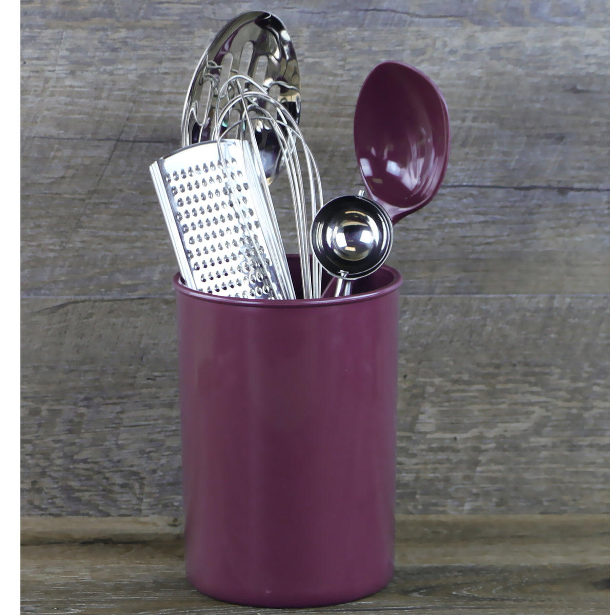 Large Plastic Utensil Holder, Plum
