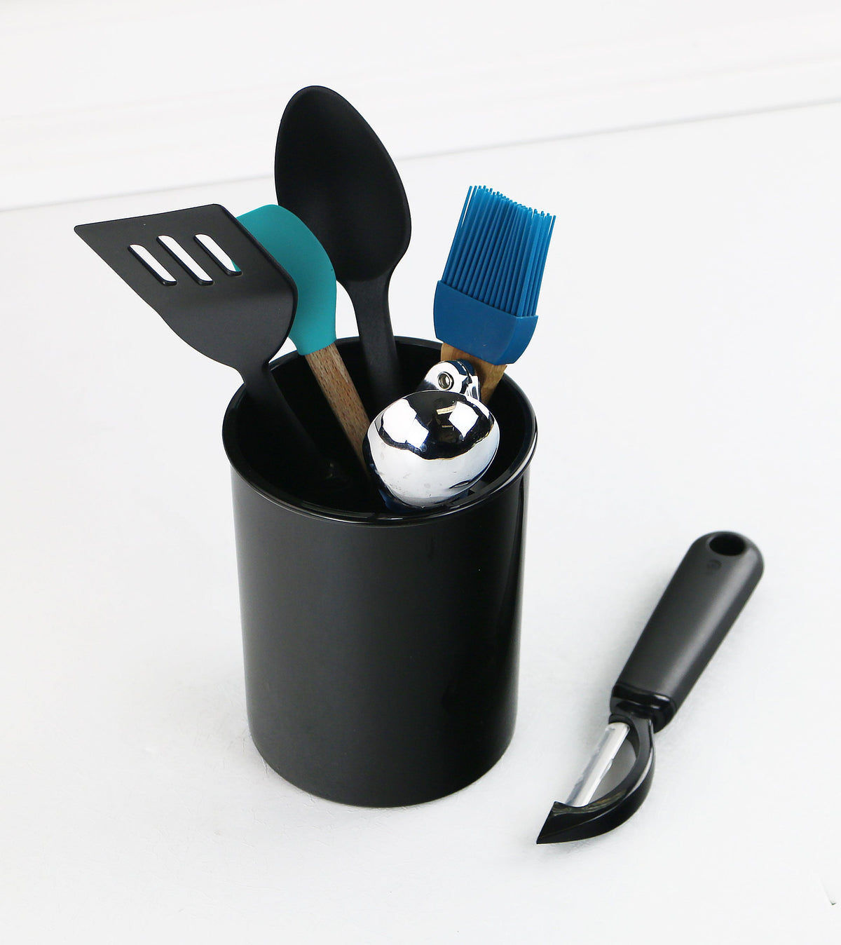 Mini Plastic Utensil Holder, Black