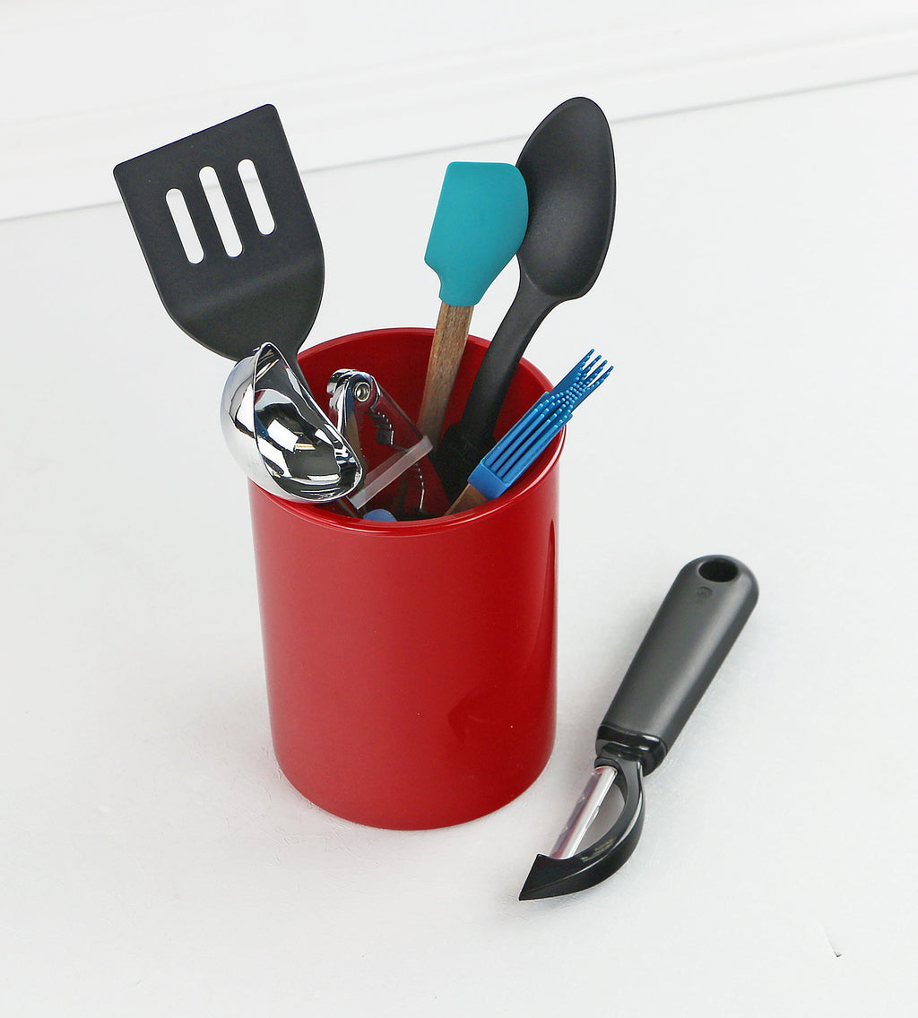 Mini Plastic Utensil Holder, Red
