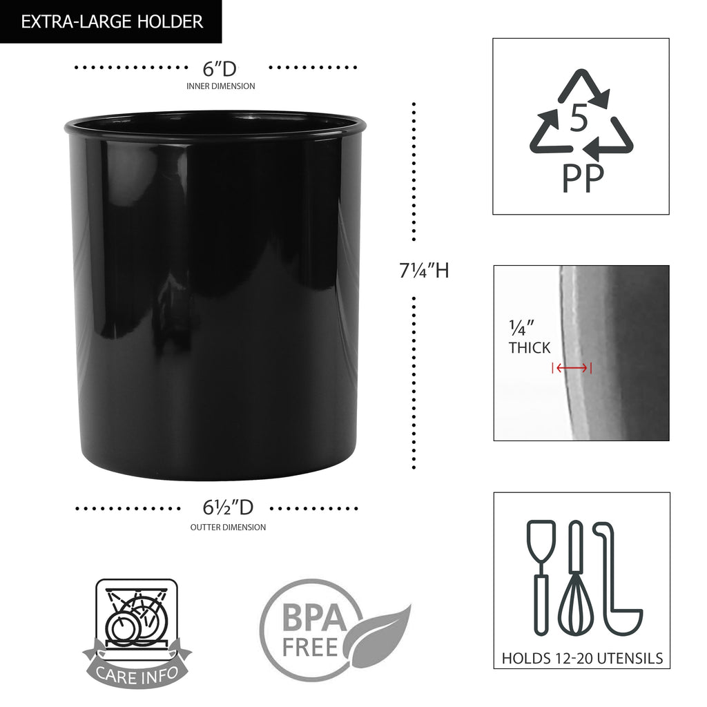 3pc Plastic Utensil Holders, Black