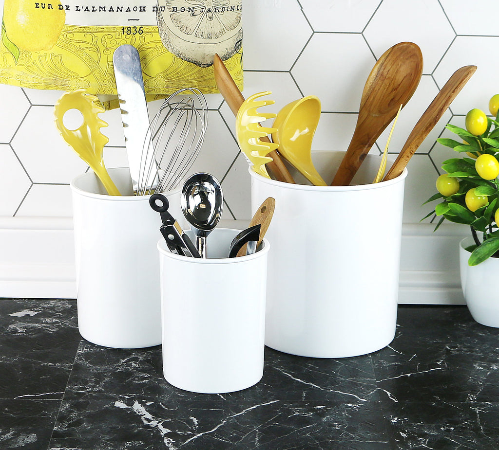 Mini Plastic Utensil Holder, White
