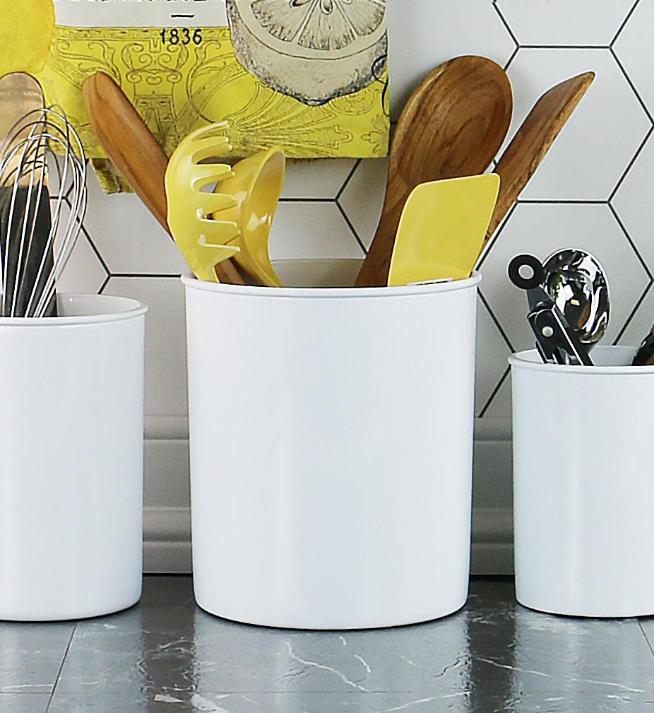 X-Large Plastic Utensil Holder, White