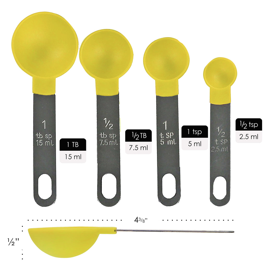Reston Lloyd 8pc Measuring Cups & Spoons for Dry & Liquid Ingredients, Food Grade Plastic with Stainless Steel Handles, Lemon