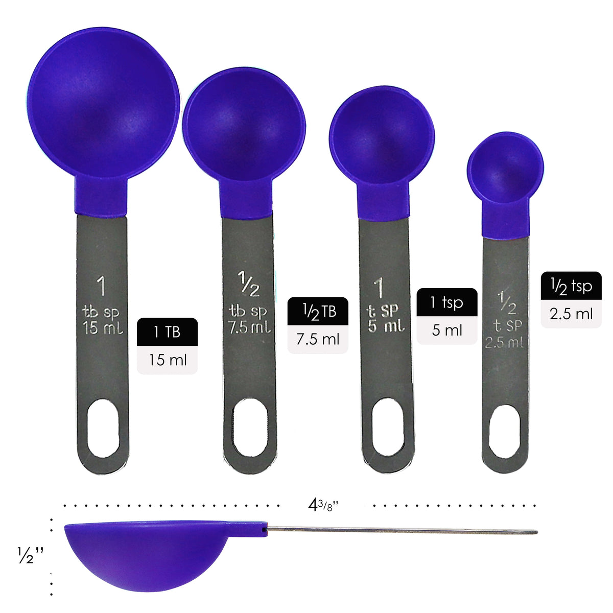 Reston Lloyd Measuring Cups Set of 4, Nesting Plastic Measuring Spoons with Easy to Read Markings - BPA Free, Kitchen Tool for Baking & Cooking, Indigo