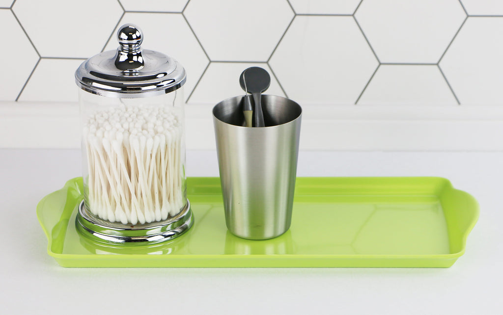 Reston Lloyd Melamine Plastic Tidbit Tray, BPA-Free, Food Safe, Multipurpose Platter  Serving Tray, Bathroom/Table Organizer,  Lime