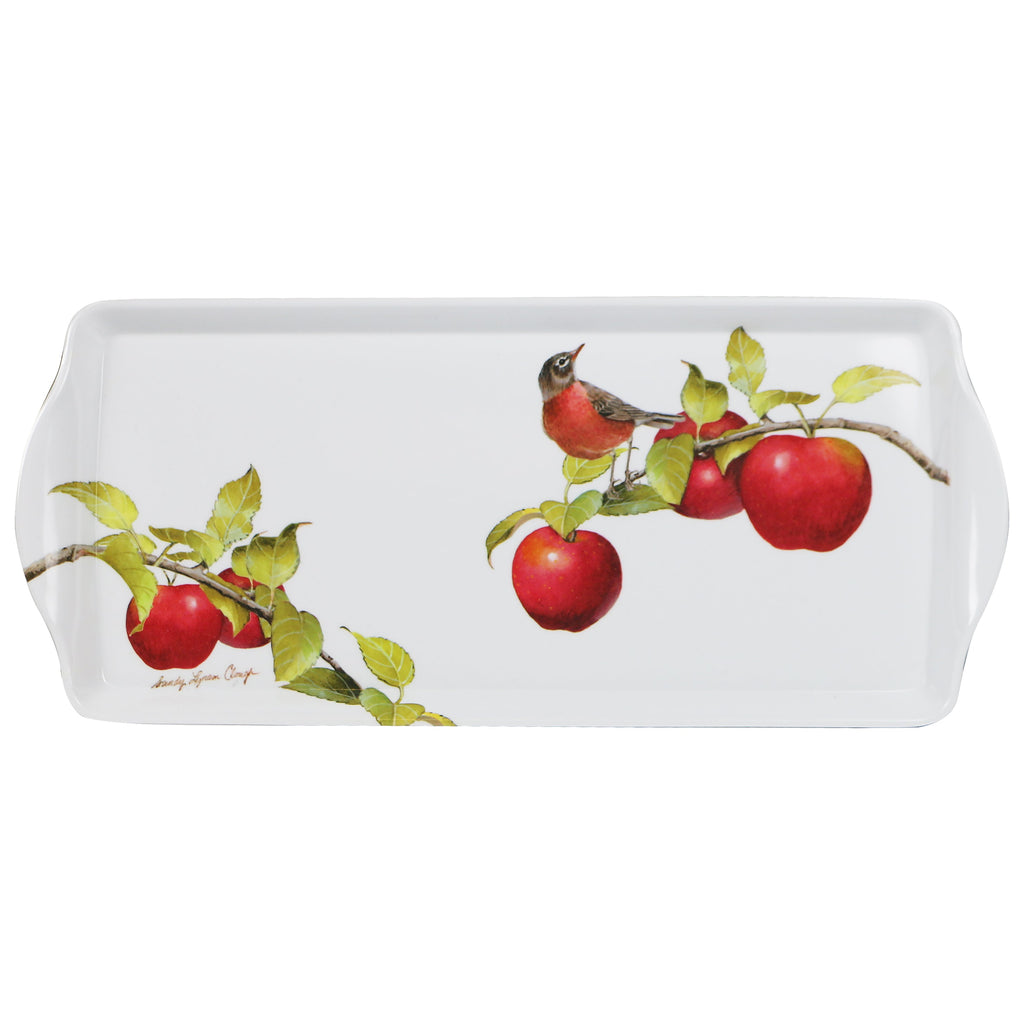 Reston Lloyd Melamine Plastic Tidbit Tray, BPA-Free, Food Safe, Multipurpose Platter  Serving Tray, Bathroom/Table Organizer,  Harvest Apple