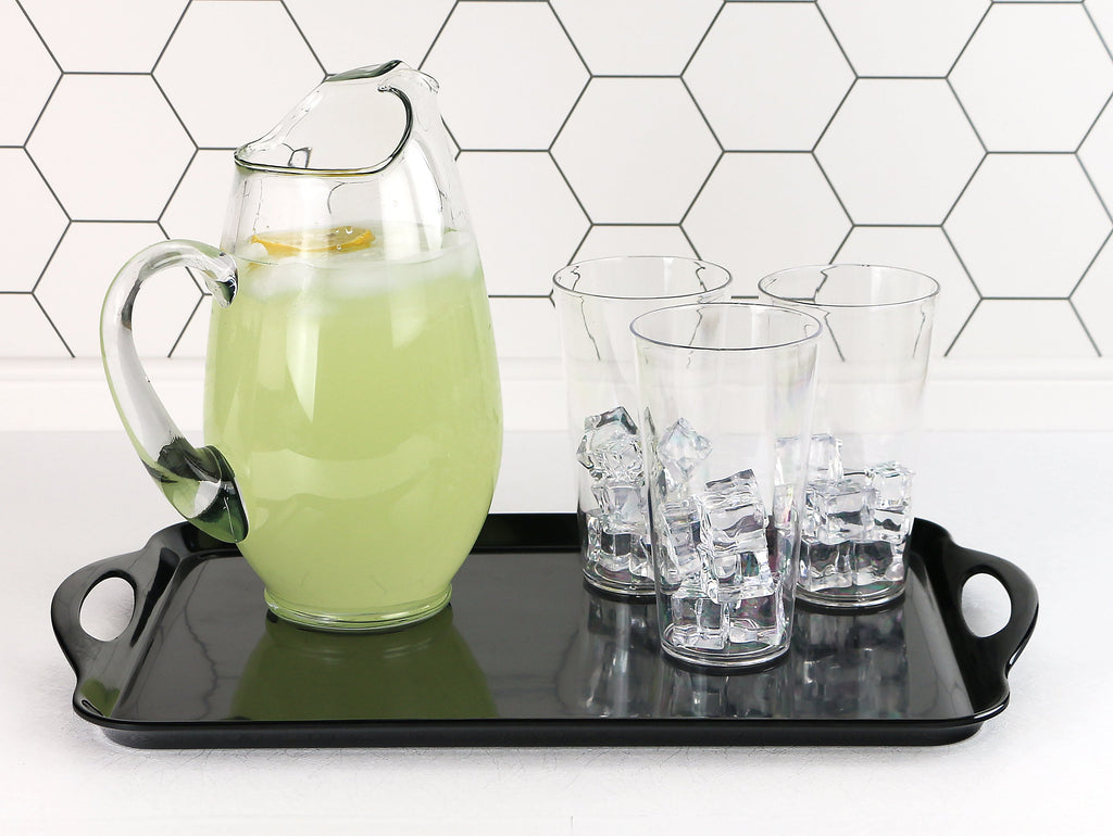 Reston Lloyd Multi-Purpose 18" Rectangle Melamine Plastic Handled Tray, Black