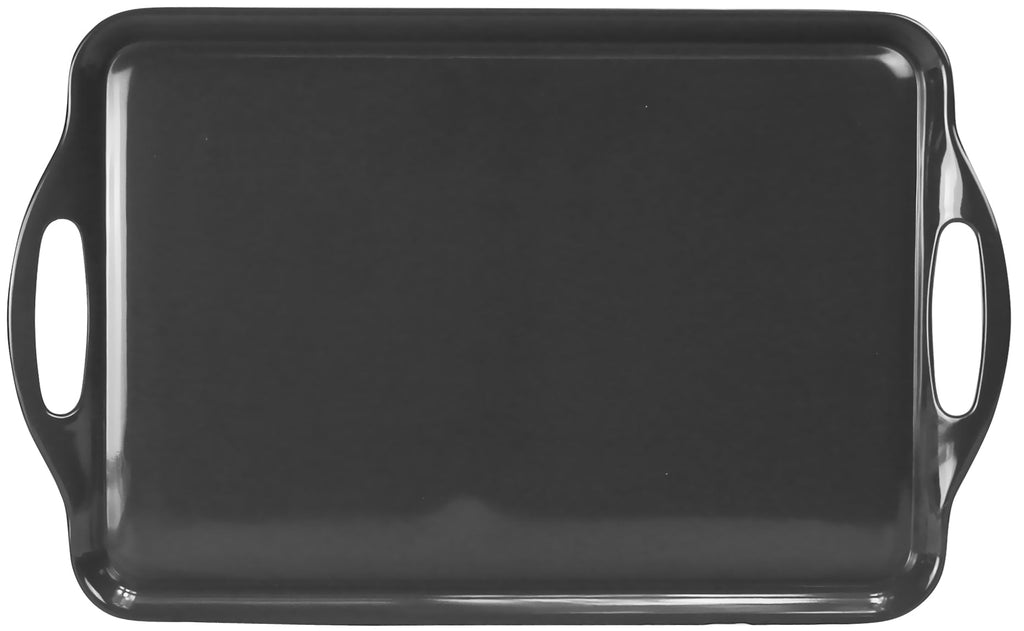 Reston Lloyd Multi-Purpose 18" Rectangle Melamine Plastic Handled Tray, Charcoal