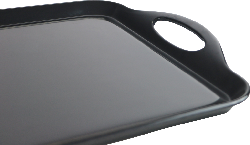 Reston Lloyd Multi-Purpose 18" Rectangle Melamine Plastic Handled Tray, Charcoal