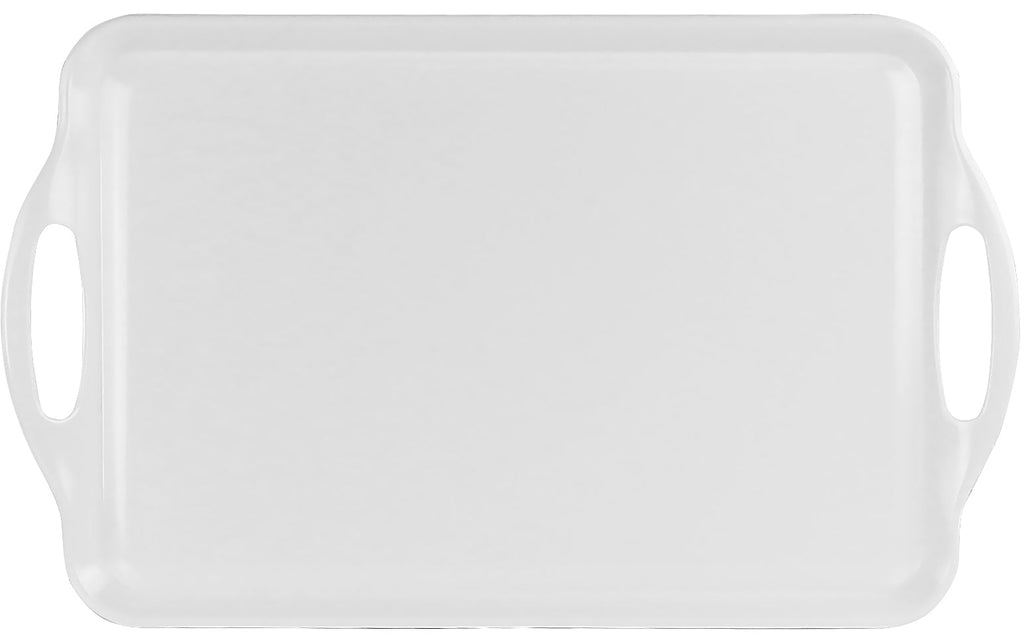 Reston Lloyd Multi-Purpose 18" Rectangle Melamine Plastic Handled Tray, White