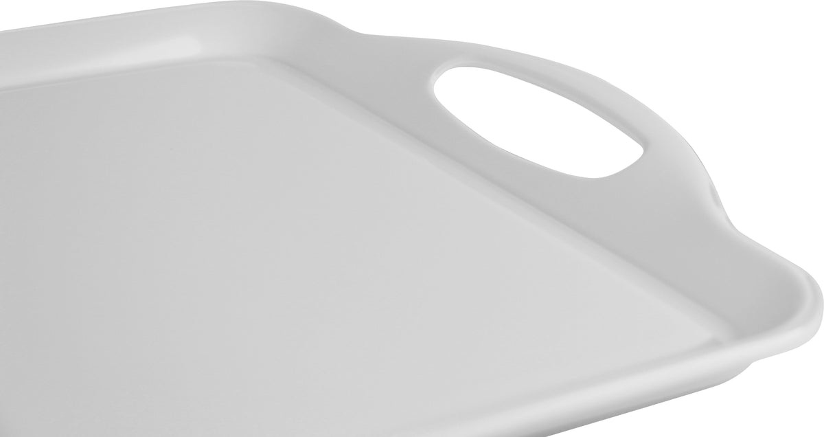 Reston Lloyd Multi-Purpose 18" Rectangle Melamine Plastic Handled Tray, White