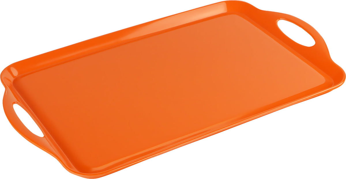 Reston Lloyd Multi-Purpose 18" Rectangle Melamine Plastic Handled Tray, Orange