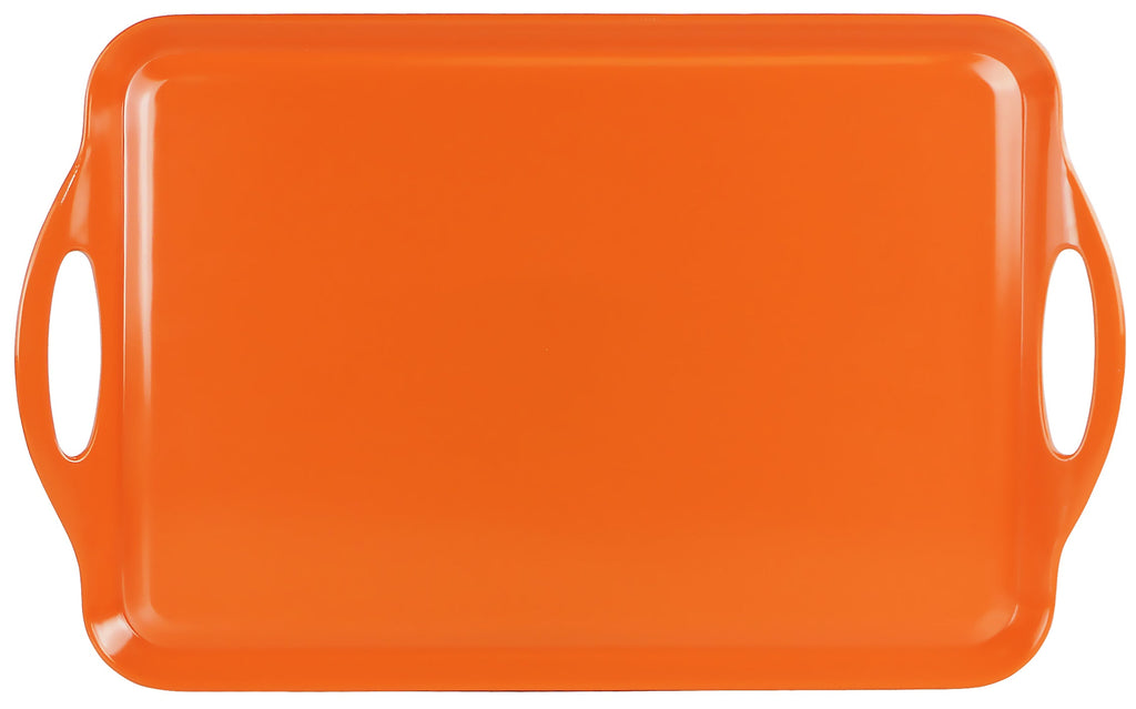 Reston Lloyd Multi-Purpose 18" Rectangle Melamine Plastic Handled Tray, Orange