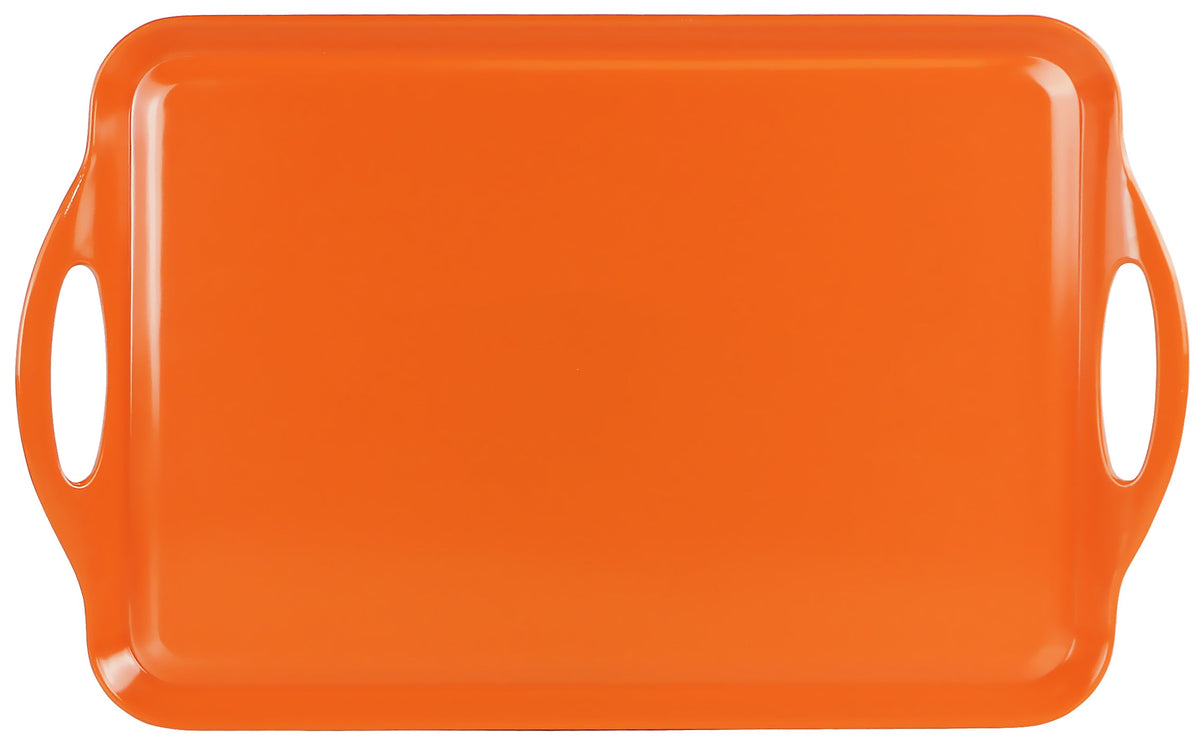 Reston Lloyd Multi-Purpose 18" Rectangle Melamine Plastic Handled Tray, Orange