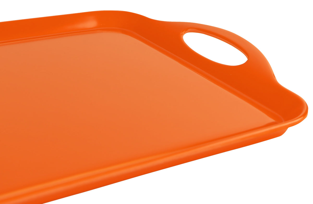 Reston Lloyd Multi-Purpose 18" Rectangle Melamine Plastic Handled Tray, Orange