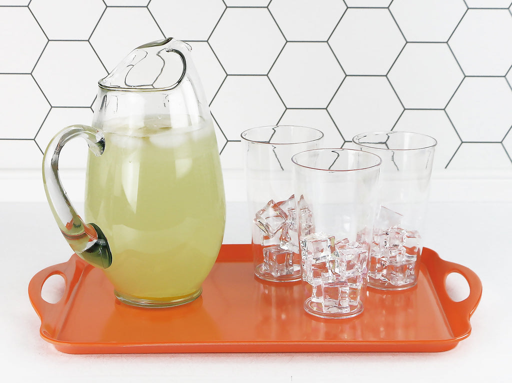 Reston Lloyd Multi-Purpose 18" Rectangle Melamine Plastic Handled Tray, Orange