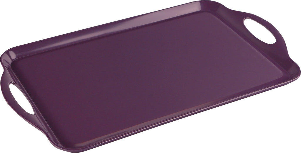 Reston Lloyd Multi-Purpose 18" Rectangle Melamine Plastic Handled Tray, Plum