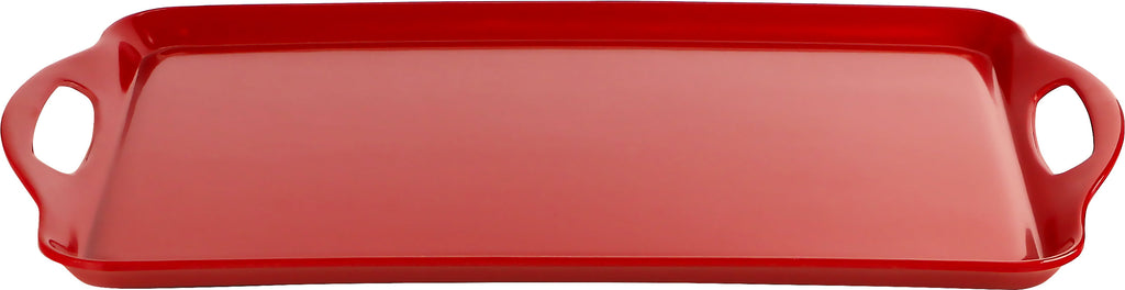 Reston Lloyd Multi-Purpose 18" Rectangle Melamine Plastic Handled Tray, Red