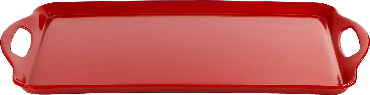 Reston Lloyd Multi-Purpose 18" Rectangle Melamine Plastic Handled Tray, Red