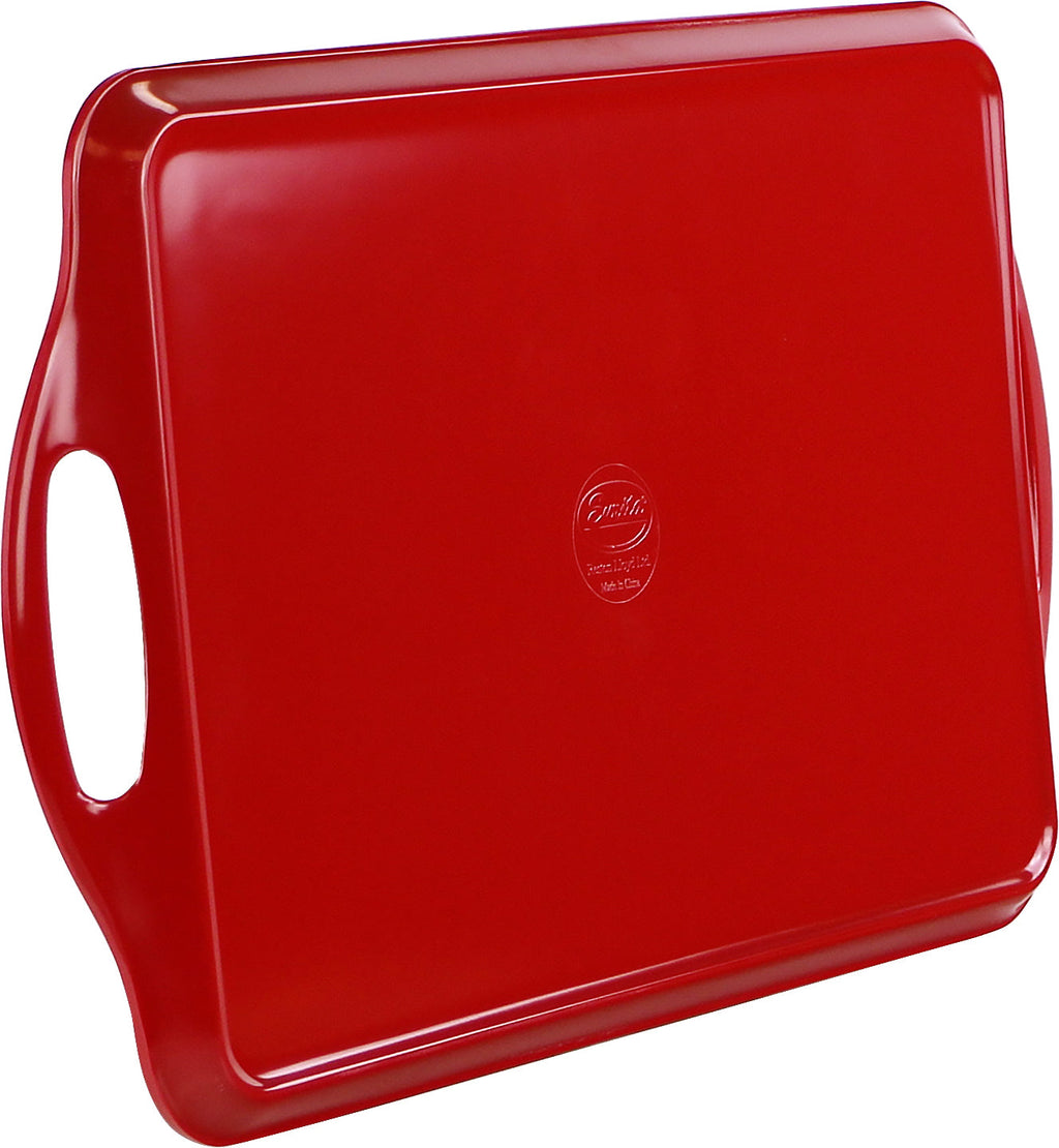 Reston Lloyd Multi-Purpose 18" Rectangle Melamine Plastic Handled Tray, Red