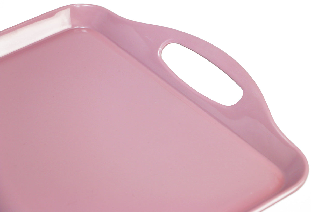 Reston Lloyd Multi-Purpose 18" Rectangle Melamine Plastic Handled Tray, Pink