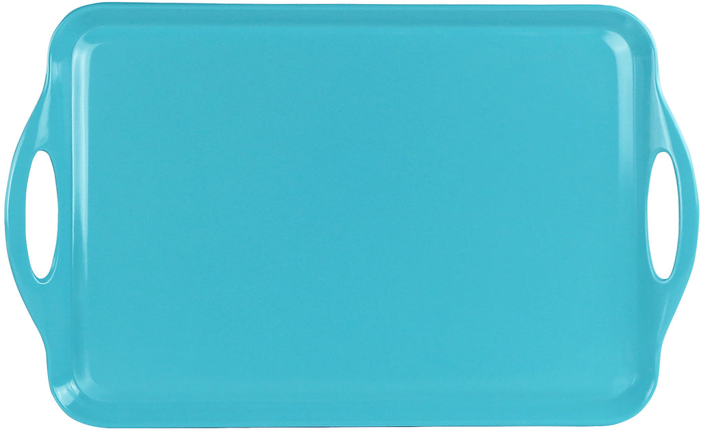 Reston Lloyd Multi-Purpose 18" Rectangle Melamine Plastic Handled Tray, Turquoise