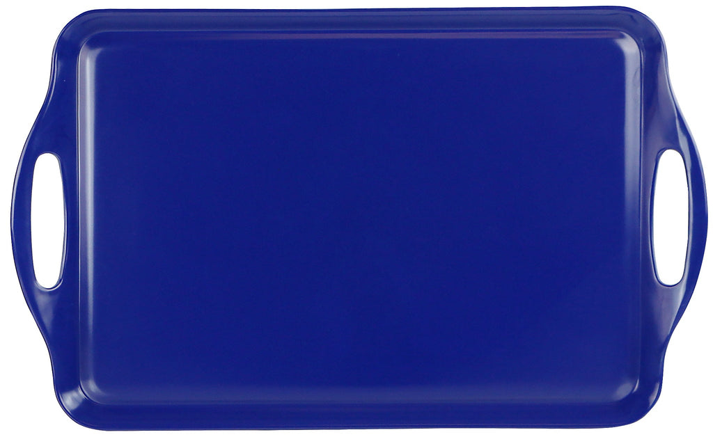 Reston Lloyd Multi-Purpose 18" Rectangle Melamine Plastic Handled Tray, Indigo