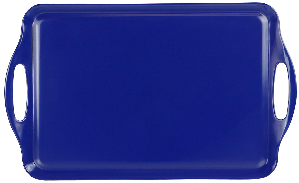 Reston Lloyd Multi-Purpose 18" Rectangle Melamine Plastic Handled Tray, Indigo