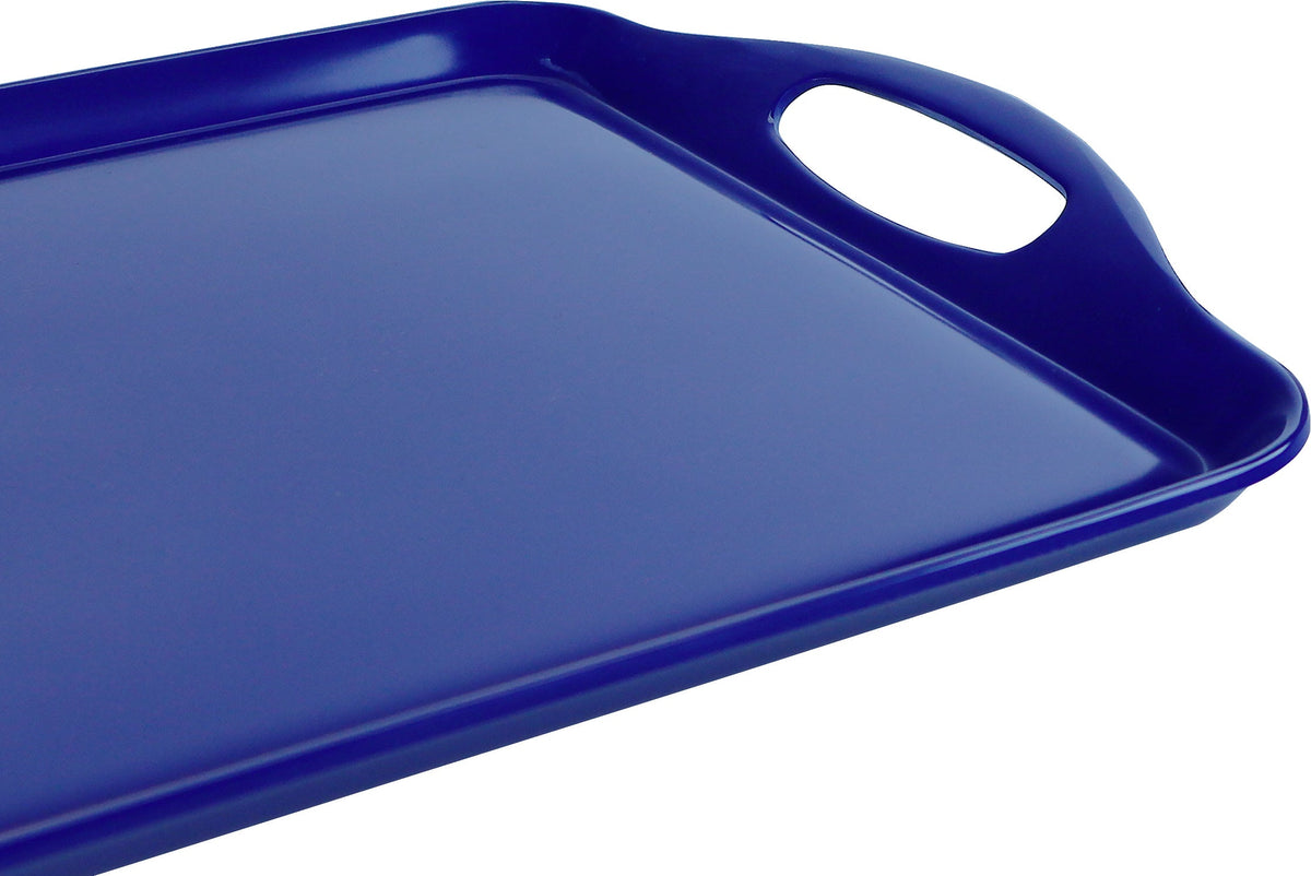 Reston Lloyd Multi-Purpose 18" Rectangle Melamine Plastic Handled Tray, Indigo
