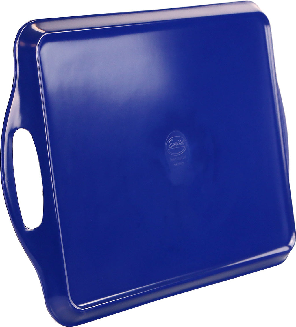 Reston Lloyd Multi-Purpose 18" Rectangle Melamine Plastic Handled Tray, Indigo