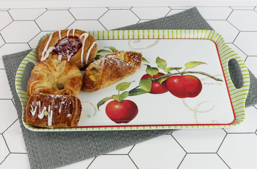 Reston Lloyd Multi-Purpose 18" Rectangle Melamine Plastic Handled Tray, Harvest Apple
