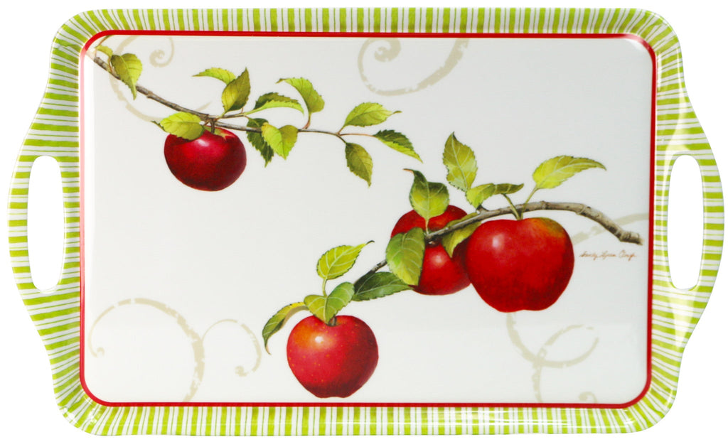 Reston Lloyd Multi-Purpose 18" Rectangle Melamine Plastic Handled Tray, Harvest Apple