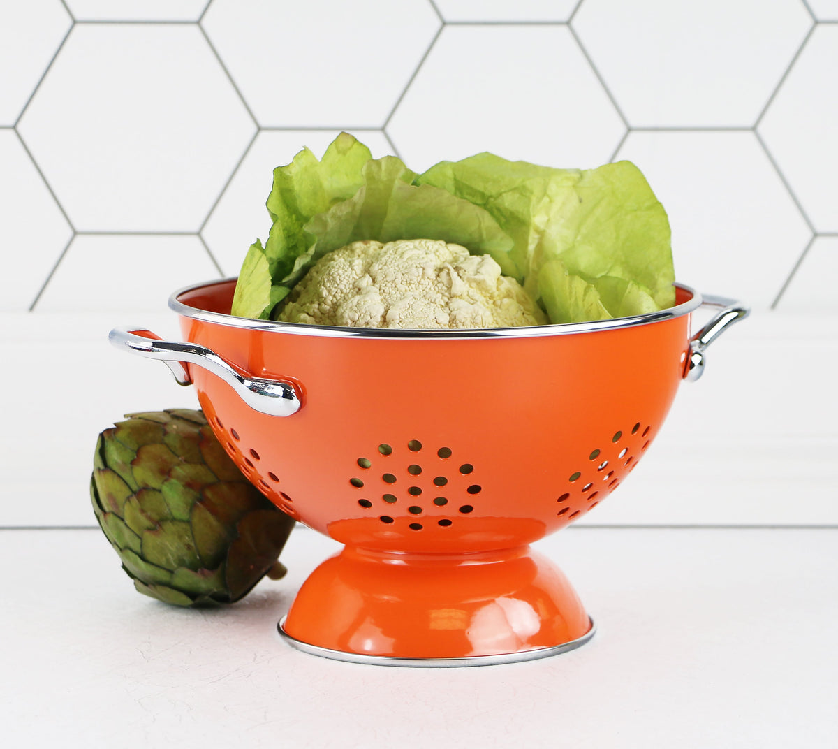 Powder Coated Colanders, Various Sizes, Orange