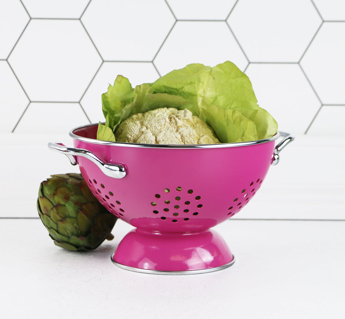 Powder Coated Colanders, Various Sizes, Magenta