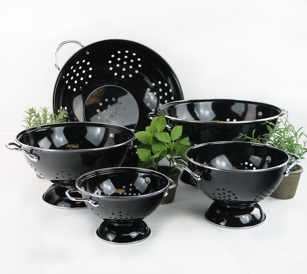 Powder Coated Colanders, Various Sizes, Black