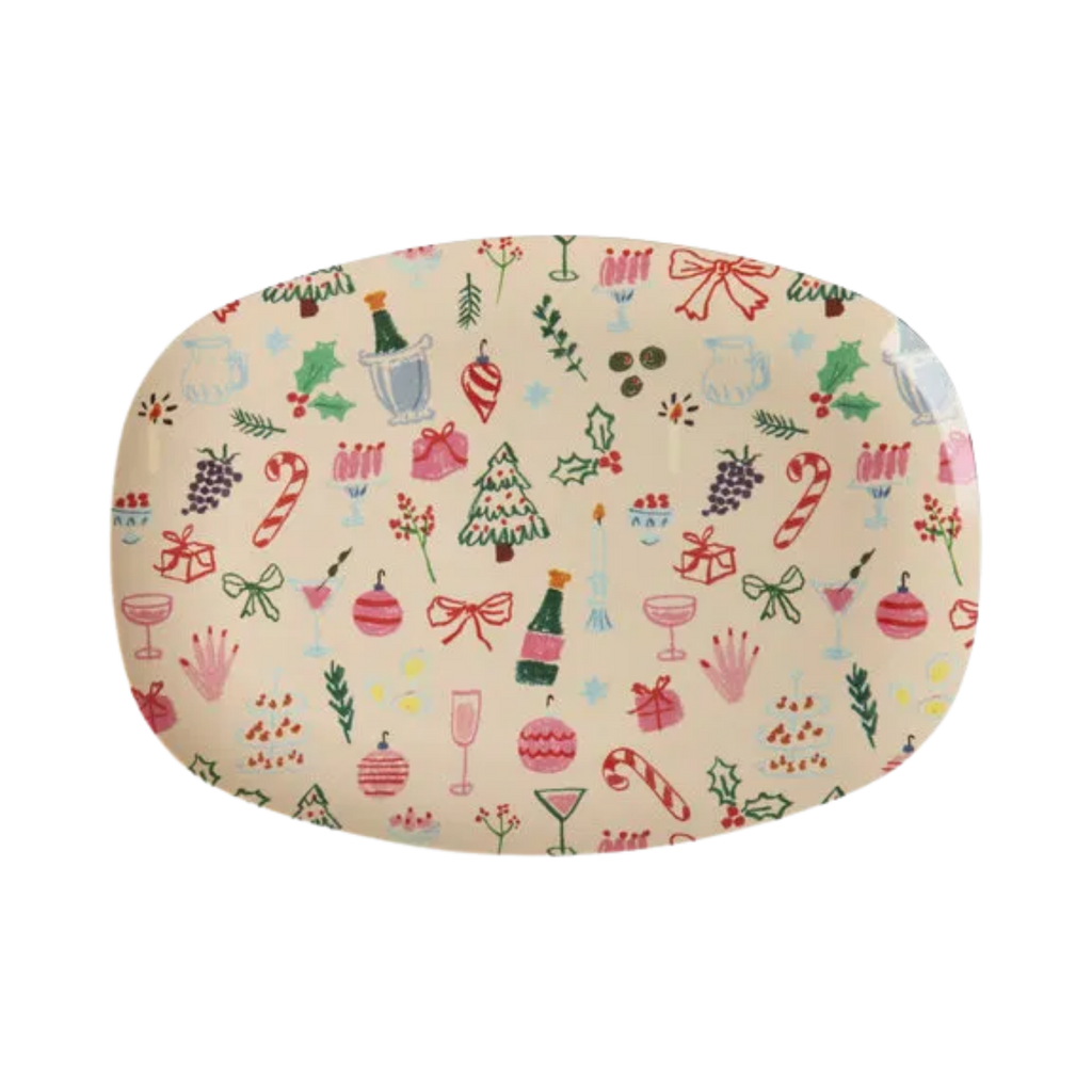 Melamine Rectangular Plate with Xmas Galore Print