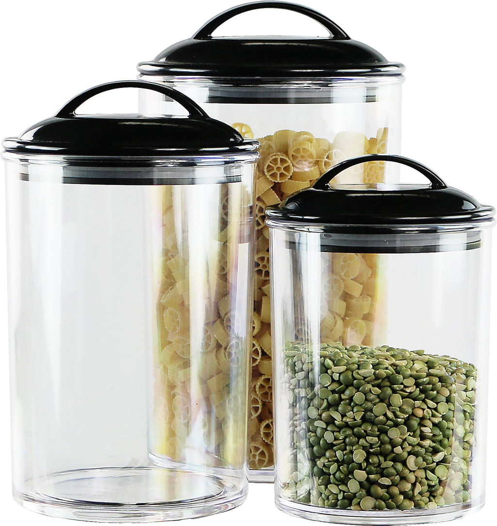 Calypso Basics by Reston Lloyd Acrylic Storage Canisters, Set of 3 - Black