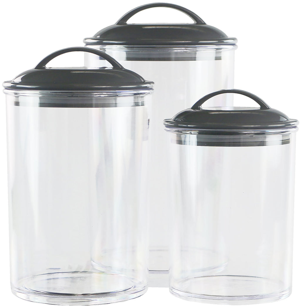 Calypso Basics by Reston Lloyd Acrylic Storage Canisters, Set of 3 - Charcoal