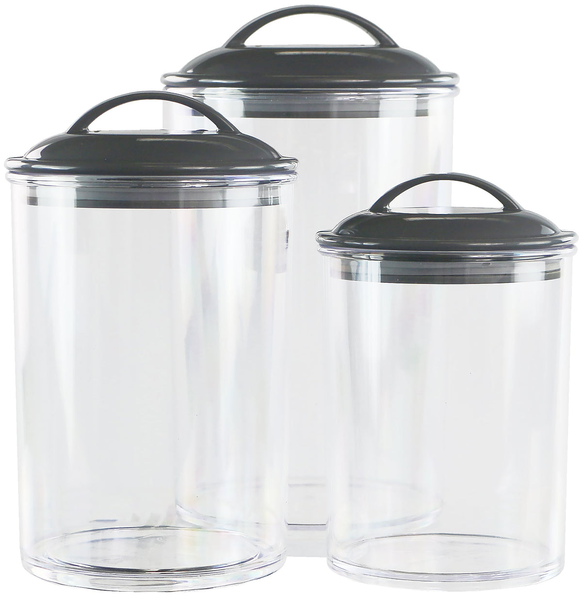 Calypso Basics by Reston Lloyd Acrylic Storage Canisters, Set of 3 - Charcoal