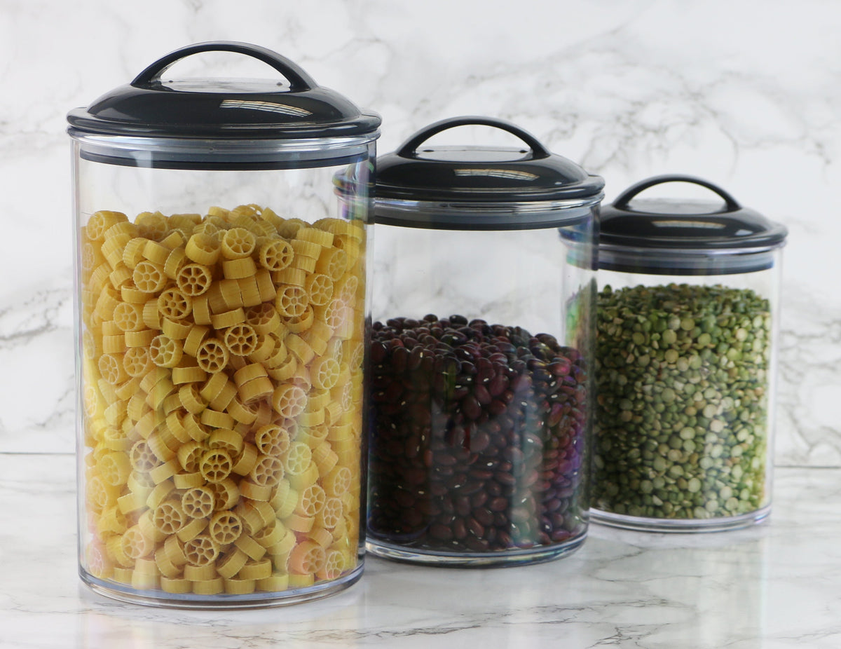 Calypso Basics by Reston Lloyd Acrylic Storage Canisters, Set of 3 - Charcoal