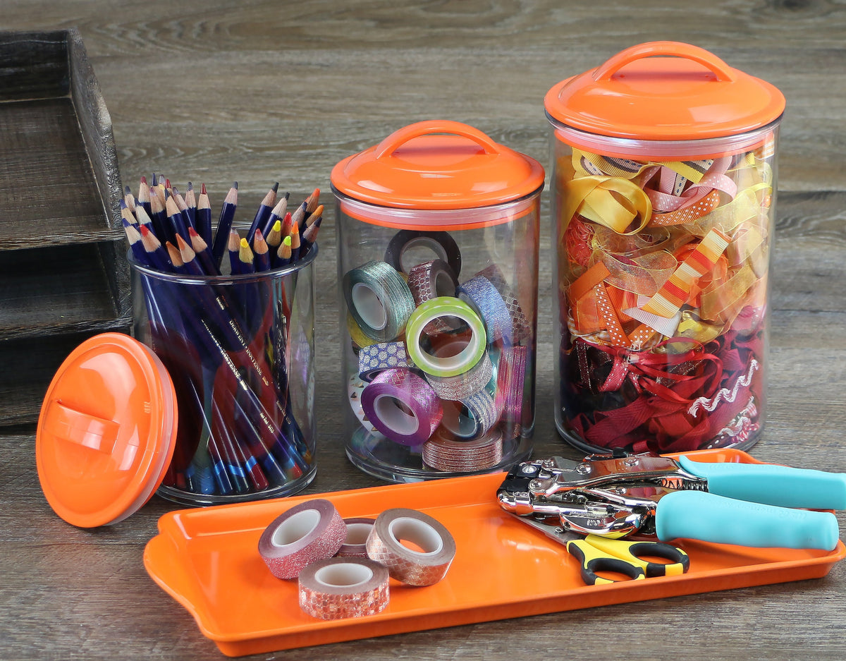 Calypso Basics by Reston Lloyd Acrylic Storage Canisters, Set of 3 -  Orange