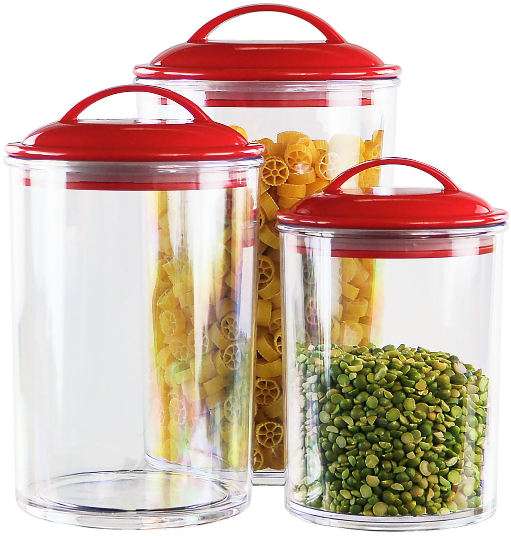 Calypso Basics by Reston Lloyd Acrylic Storage Canisters, Set of 3 -  Red