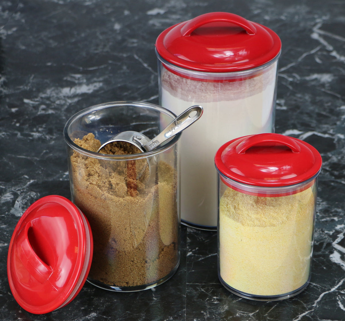 Calypso Basics by Reston Lloyd Acrylic Storage Canisters, Set of 3 -  Red