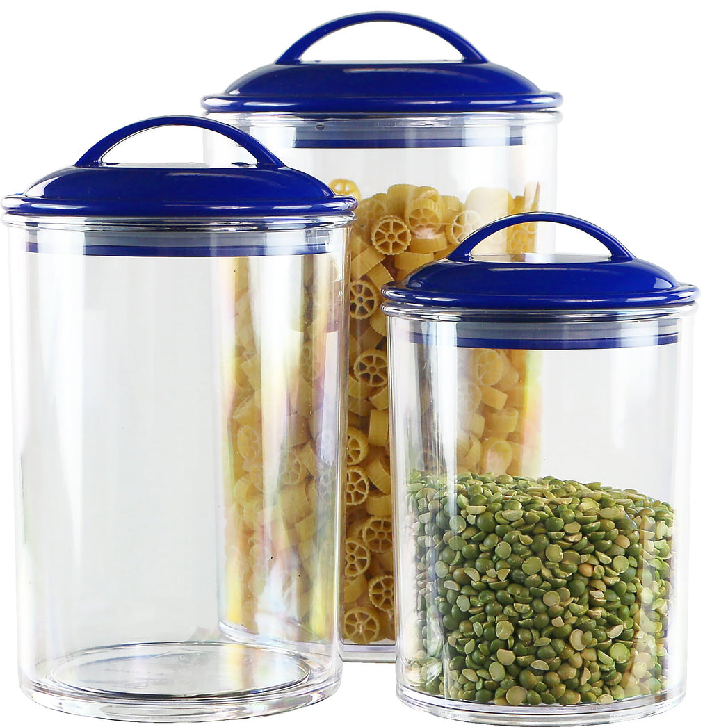 Calypso Basics by Reston Lloyd Acrylic Storage Canisters, Set of 3 -  Indigo