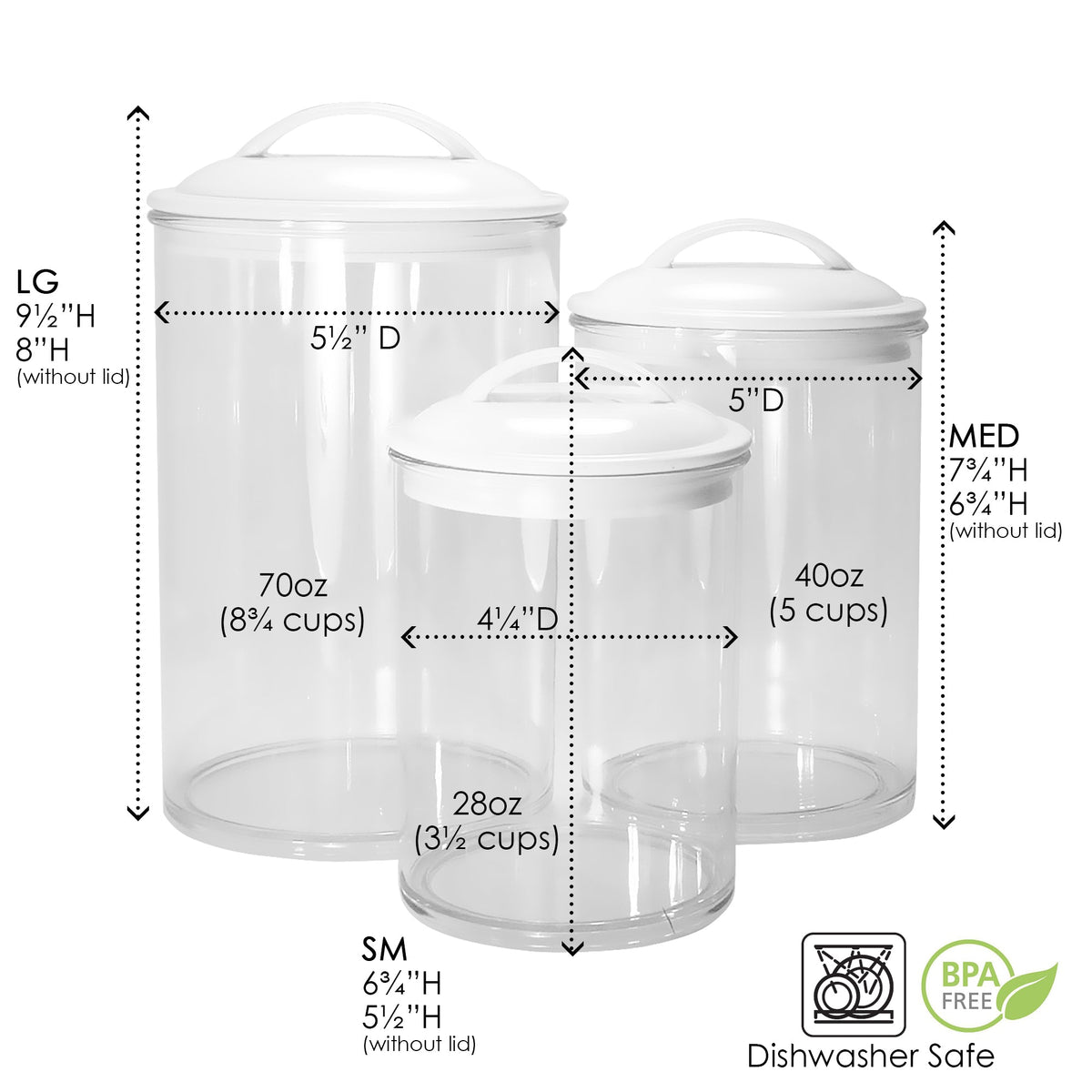Calypso Basics by Reston Lloyd Acrylic Storage Canisters, Set of 3 - Plum
