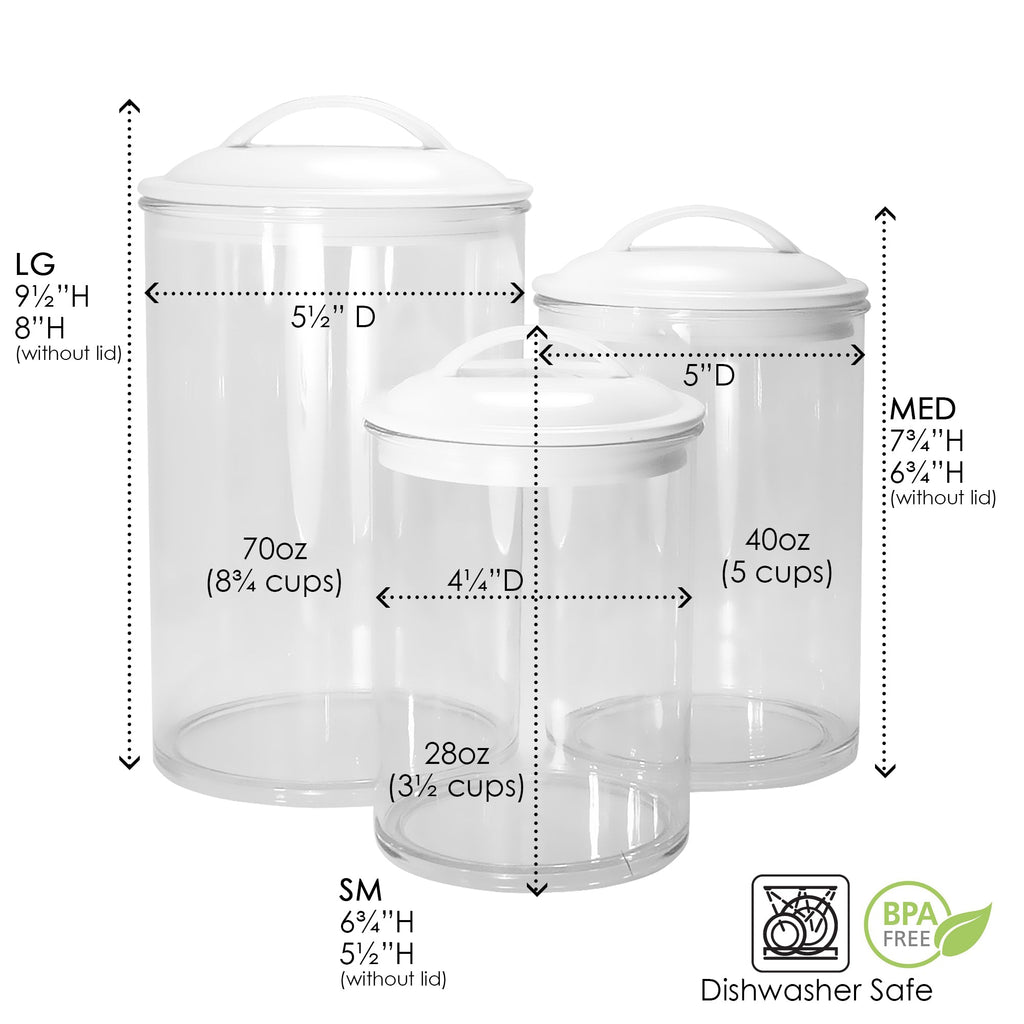 Calypso Basics by Reston Lloyd Acrylic Storage Canisters, Set of 3 - White