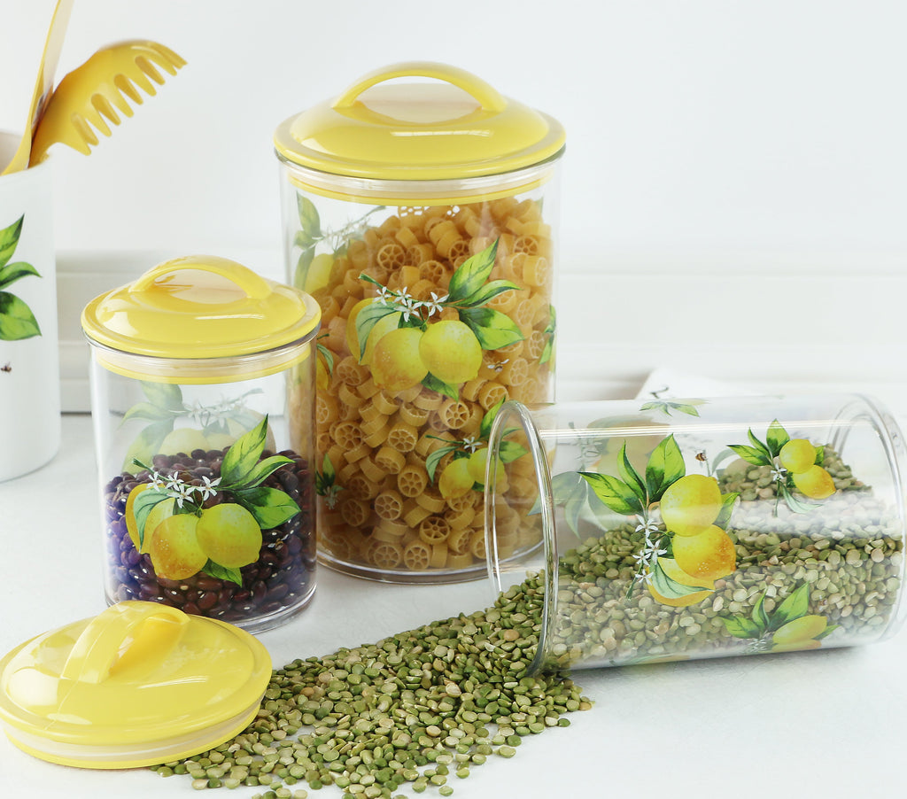 Calypso Basics by Reston Lloyd Acrylic Storage Canisters, Set of 3 - Fresh Lemons