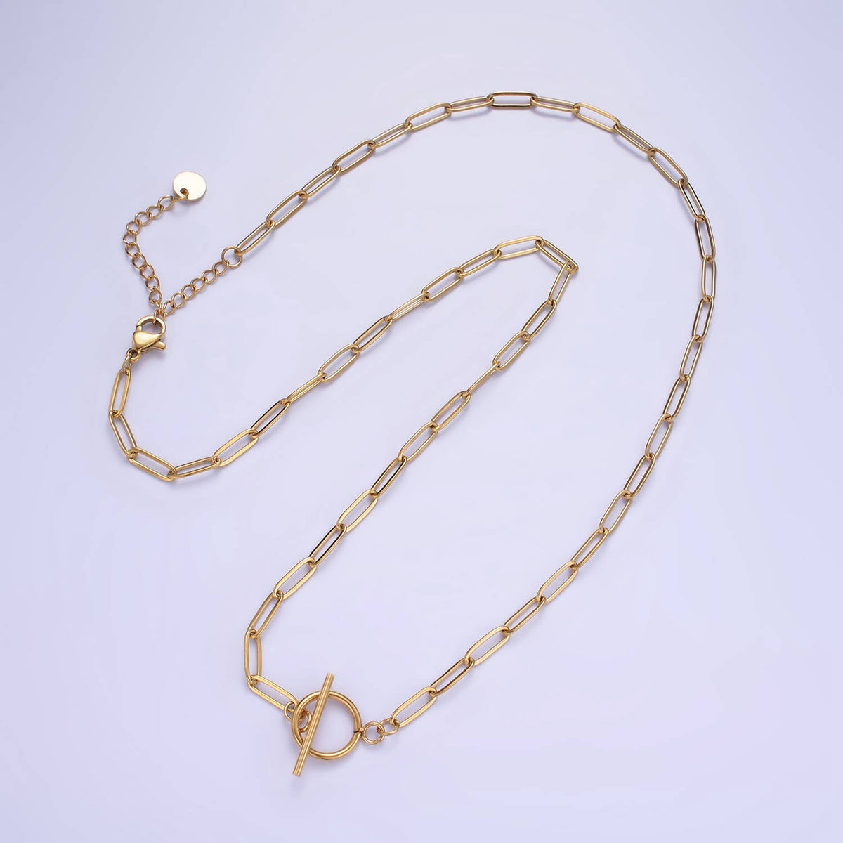 14K Gold Filled Toggle Clasps Paperclip Chain 19"  Necklace | Silver or Gold